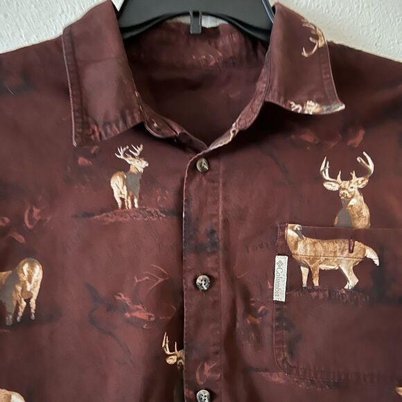 COLUMBIA RIVER LODGE MENS XL BUTTON DOWN LONG SLEEVE SHIRT DEER PRINT - Picture 3 of 6